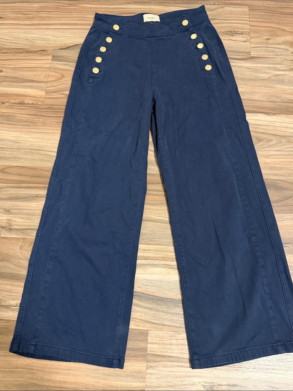DL1961 Jeans Hepburn Wide Leg Bright Navy High Rise Ankle Sailor Women 26